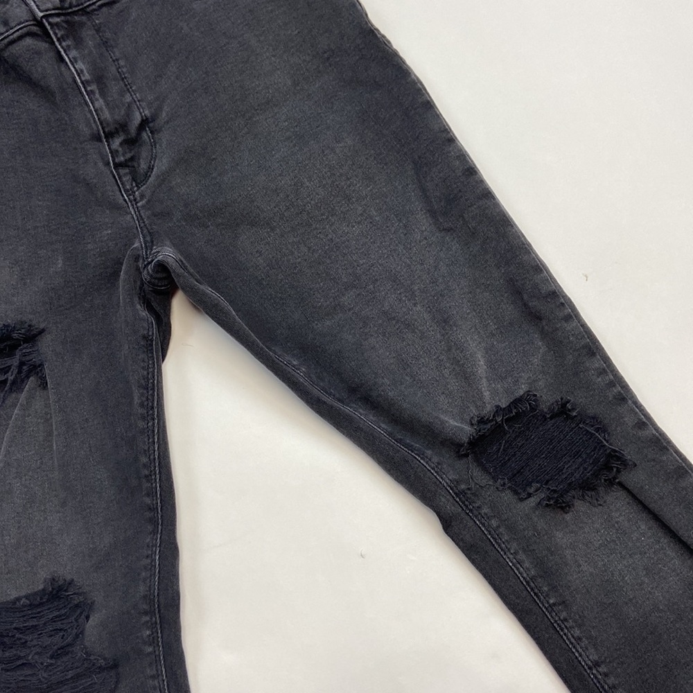 ASOS Design High Rise Destroyed Skinny Leg Ripped Factory Faded Designer Jeans - Picture 14 of 16